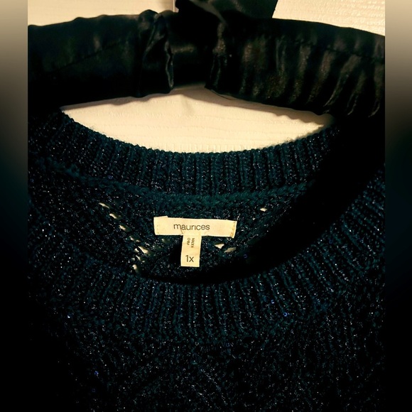 Maurices Womens Knit Sweater Size 1X Green/blue Sequin Long Sleeve Pullover - Picture 3 of 7